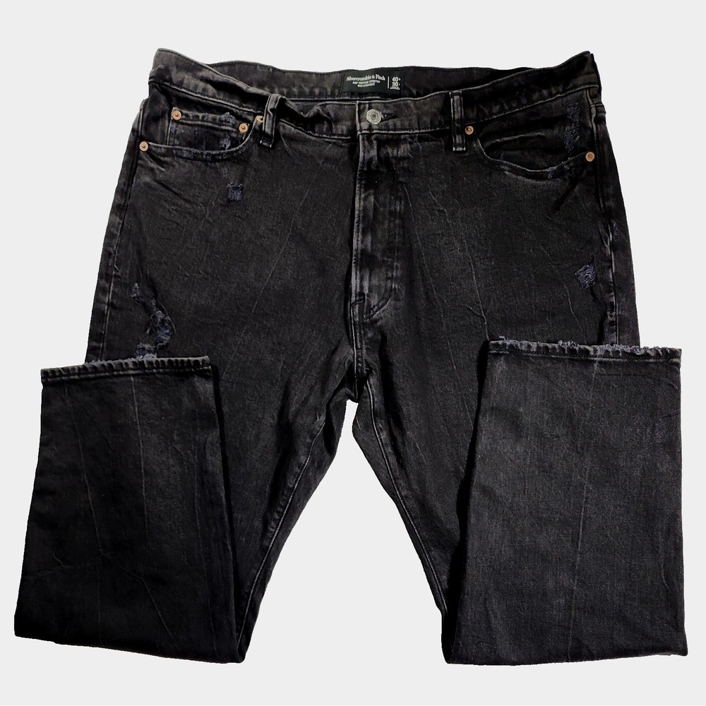 NWT Abercrombie & Fitch 90s Straight Jeans Men's 40x30 Black VTG Stretch Denim